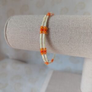 Chic Beaded Bracelet in Cream and Orange